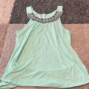 Vanity Mint Green Embroidered Tank Top
